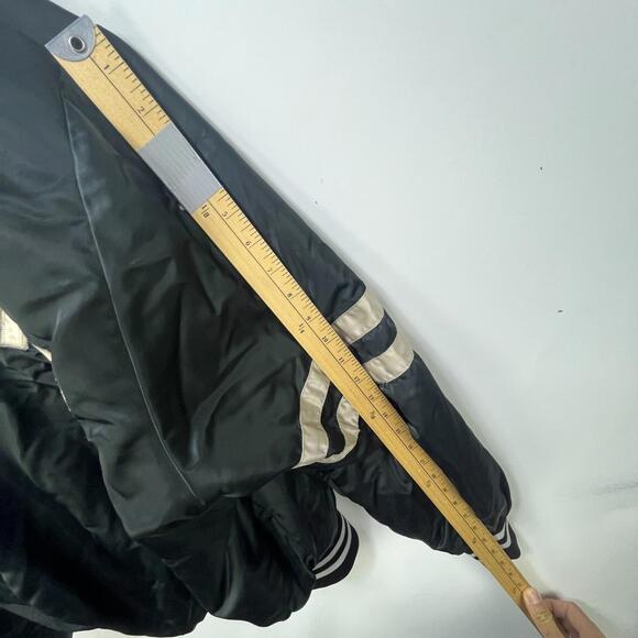 Vintage NFL Oakland Raiders Satin Bomber Jacket Button Up - Picture 15 of 15